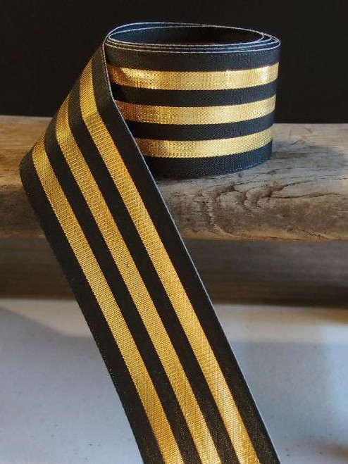 Black & Gold Metallic Striped Ribbon (3 sizes)