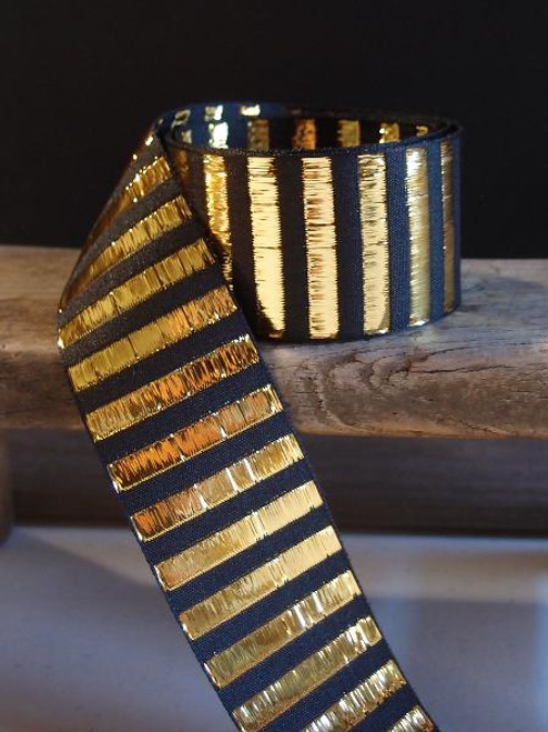 Black & Gold Metallic Horizontal Striped Ribbon (2 sizes)