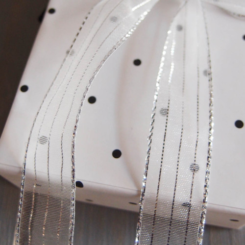 Silver Sheer Shimmery Corsage Ribbon (2 sizes)