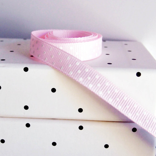 Pink Grosgrain with Swiss Dots