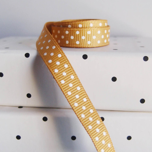 Gold Grosgrain with Swiss Dots