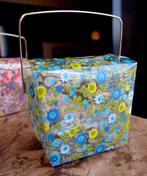 2 3/4"x2"x2 1/2" Takeout Box-Yellow/Blue Floral