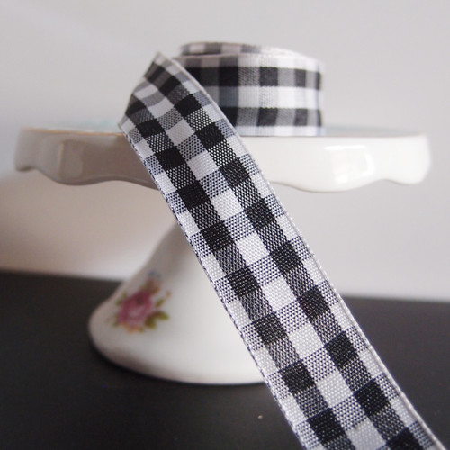 Black & White Gingham Checkered Ribbon