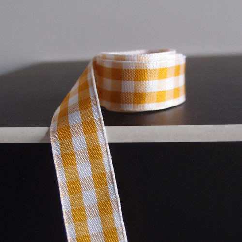 Copper & White Gingham Checkered Ribbon