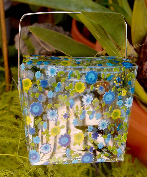 1 5/8"x1 5/8"x2" Takeout Box-Yellow/Blue Floral