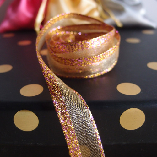 Gold Glittery Sheer Ribbon