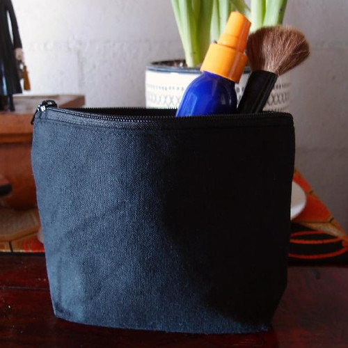 Black Recycled Canvas Zipper Bag  10" Black Recycled Canvas Zipper Bag  10"
