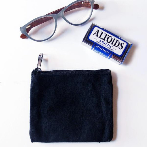 Black Recycled Canvas Flat Zipper Bag Small Black Recycled Canvas Flat Zipper Bag Small