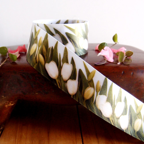 1 ½” x 10 meters Tulip Printed Satin Ribbon