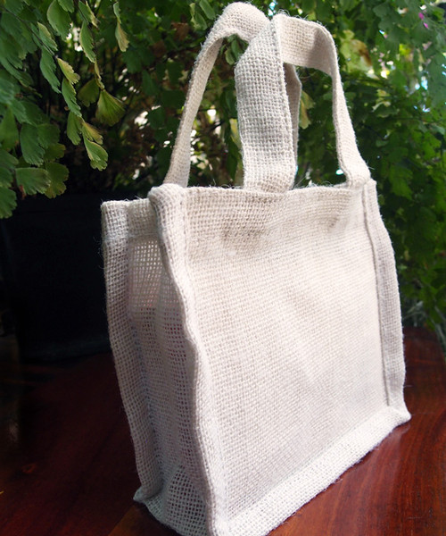 Small Gusset Jute Bags White 7" x 6"