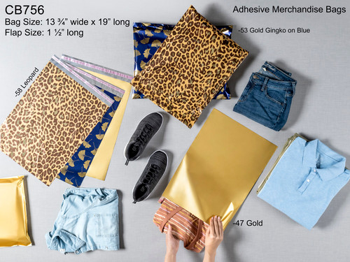 Adhesive Merchandise Bags 13 3/4" x 19" Leopard
