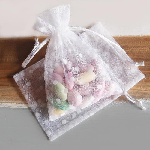 White with Felt White Dots Sheer Bag (3 Sizes)