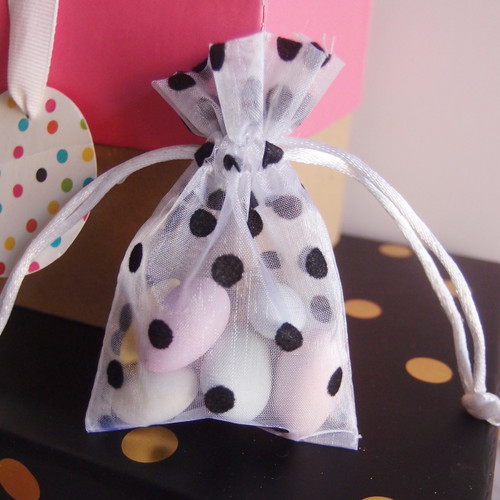 White with Felt Black Dots Sheer Bag (3 Sizes)
