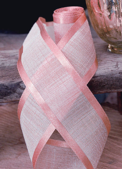 Light Pink Wired Fabric Florist Ribbon, 1-1/2x50 yards