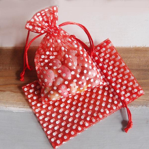 Red with Printed White Dots Sheer Bag (3 Sizes) Red with Printed White Dots Sheer Bag (3 Sizes)
