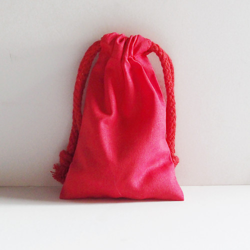 Natural Cotton Canvas Drawstring Bags with Red Drawstring (10