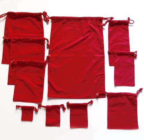 Bags - Fabric Pouches - Cotton Drawstring Bag - Red Drawstring