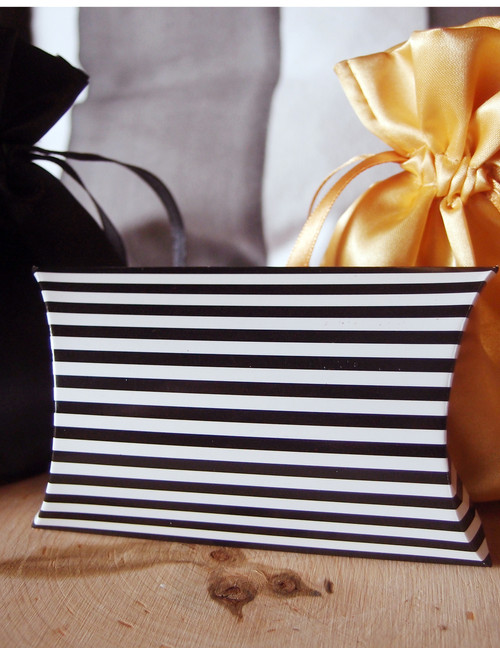 Paper Pillow Box-Black Stripes 3 1/2"x3"x1"