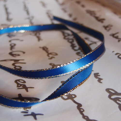 Royal Blue Satin with Gold Edge Ribbon ¼ inch Royal Blue Satin with Gold Edge Ribbon ¼ inch