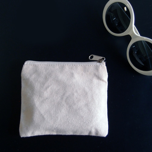 Natural Color Recycled Canvas Flat Zipper Pouch Small Natural Color Recycled Canvas Flat Zipper Pouch Small