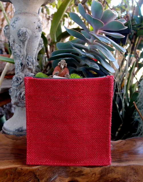 Red Jute Square Holder 5" x 5" x 5"