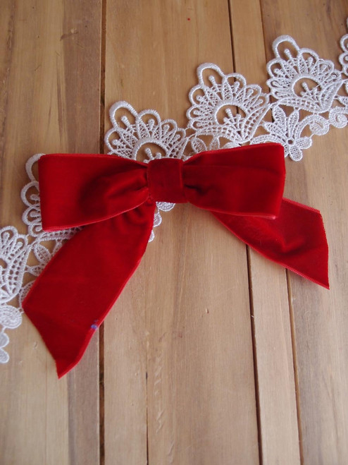 Pre tied red satin ribbon bows with elastic band wholesale ribbons