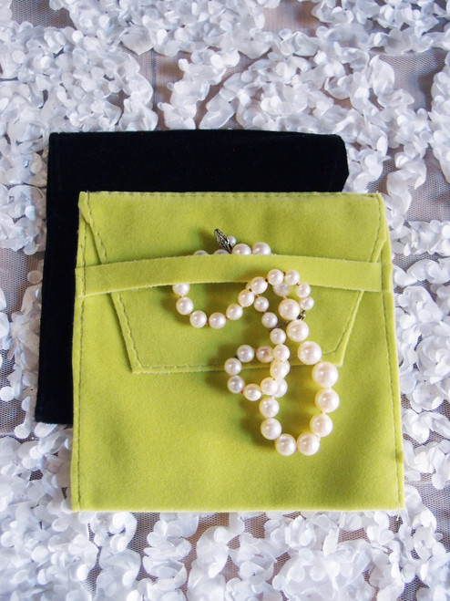 Green Velvet Flapover Pouch 4 1/4" x 4 1/2"