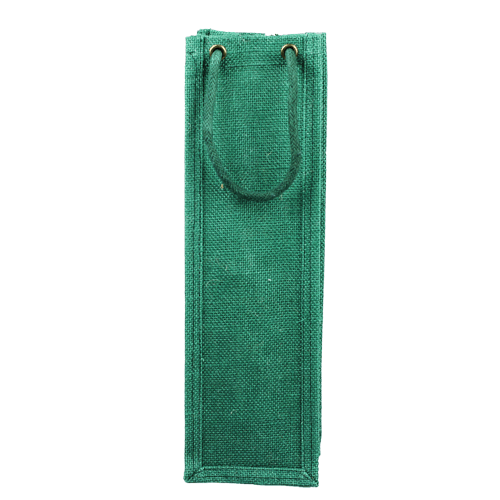 Hunter Green Jute Wine Bag with Rope Handle