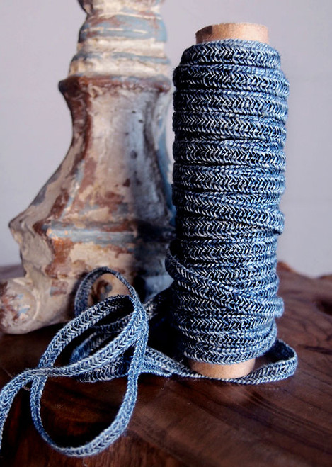 Denim Navy Faux Linen Braided Cord