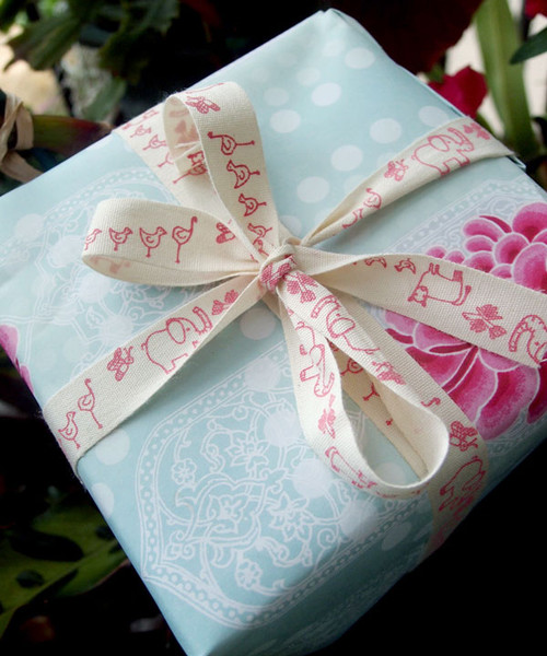 Pink Nursery Animal Parade Printed Cotton Ribbon
