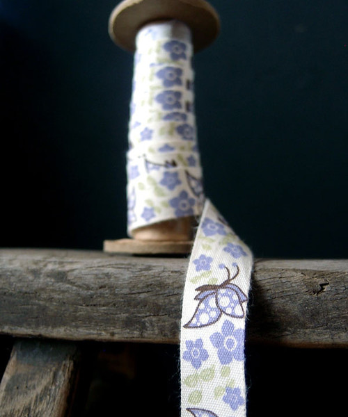 Lavender Butterfly Printed Cotton Ribbon
