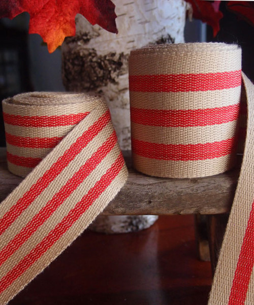 Red Striped Faux Burlap Ribbon (2 sizes) Red Striped Faux Burlap Ribbon (2 sizes)
