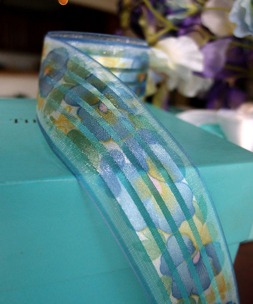 Light Blue Wired Fabric Florist Ribbon, 1-1/2x50 Yards