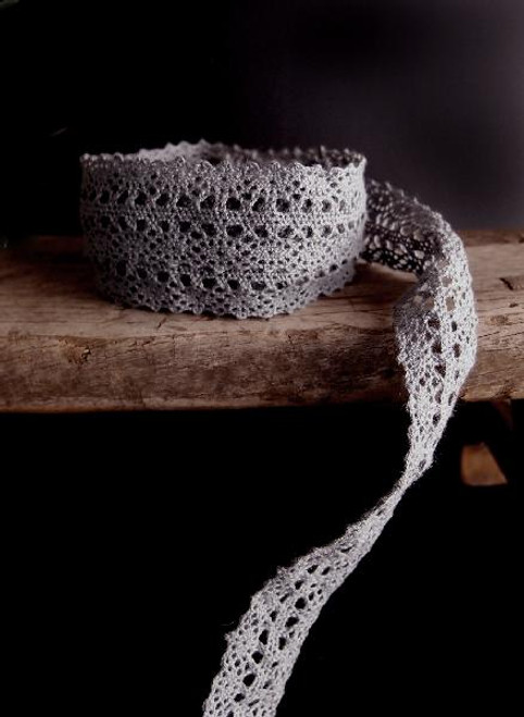 1" Cotton Crochet Lace Ribbon-Gray