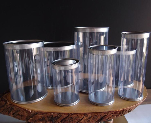 PET Tin Cylinder with Solid Tin Lid (7 sizes)