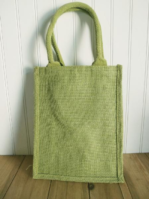 Moss Green Jute Shopping Tote Bag