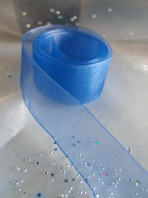 Royal Blue Sheer Ribbon with Monofilament Edge (5 sizes)