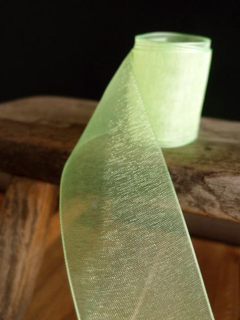 Neon Green Sheer Ribbon with Monofilament Edge (3 sizes)
