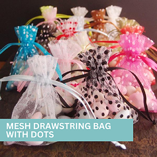 Wholesale Tulle Drawstring Bags With Dots