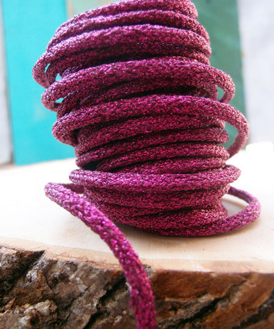 Large Fuzzy Rope Fuchsia Wired Glittery Rope - Packaging Decor
