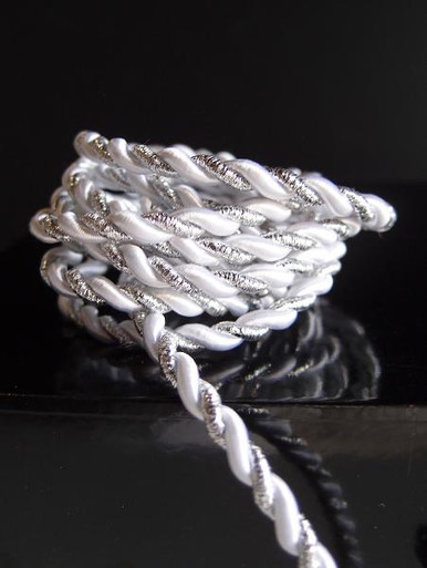 White & Silver Rope 2.5mm x 20Y - Packaging Decor