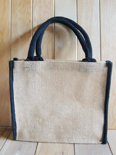 Wholesale Tote Bags, Burlap Tote Bags, Jute Tote with Black Cotton Trim ...