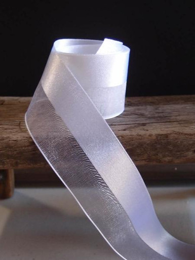 White Half Sheer Half Satin Ribbon, Wholesale Ribbon, Wholesale Satin ...