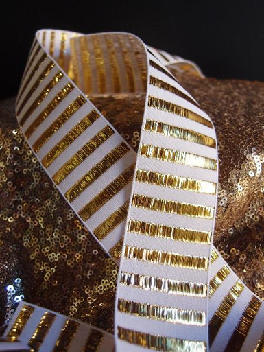 Gold Metallic Horizontal Striped Ribbon (2 sizes) - Packaging Decor
