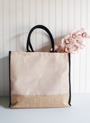 Jute Blend Tote with Black Trim 15