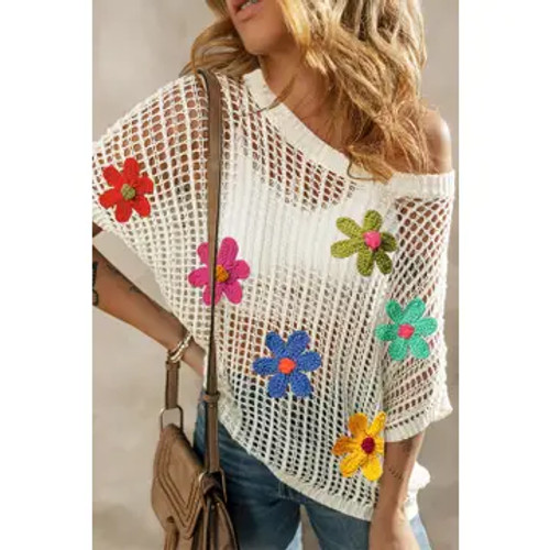 Floral, crochet sweater