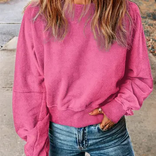 Acid washed V open back sweatshirt
