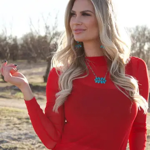 red mesh shirt