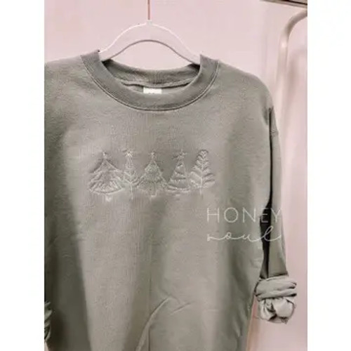 embroidered christmas tree sweatshirt