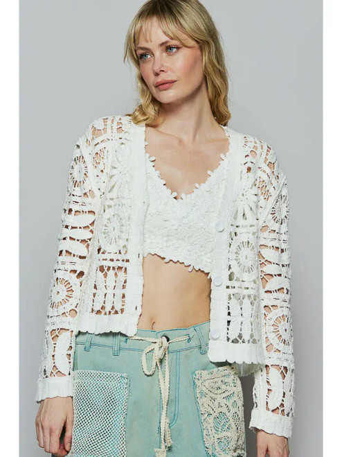 Cropped Crochet Cardigan